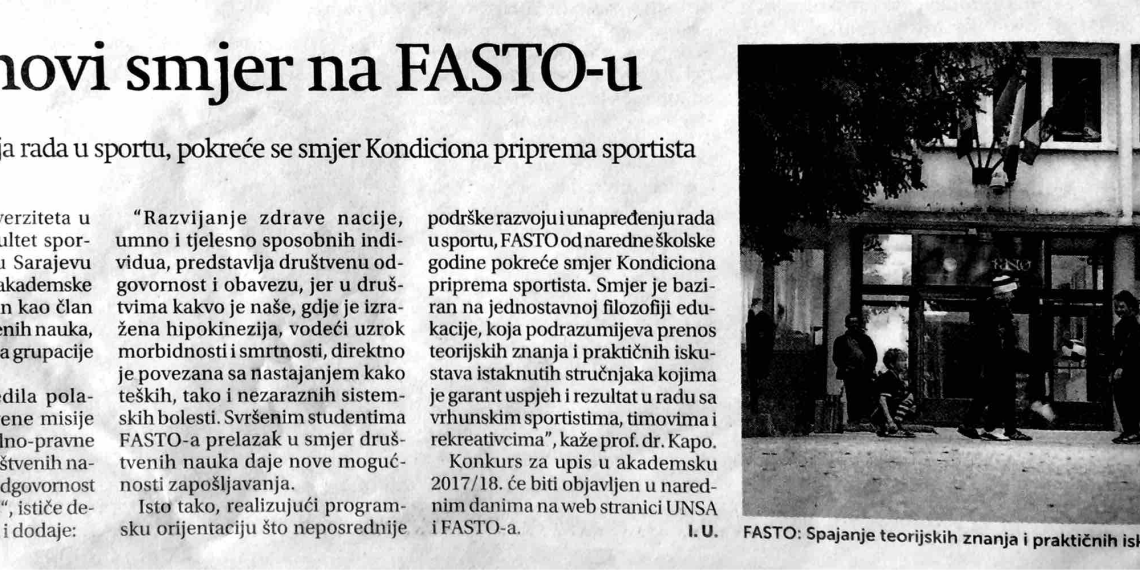 Noviteti na Fakultetu sporta i tjelesnog odgoja