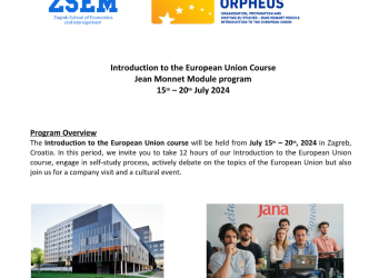 Poziv za sudjelovanje u ljetnoj školi Jean Monnet – Introduction to the European Union